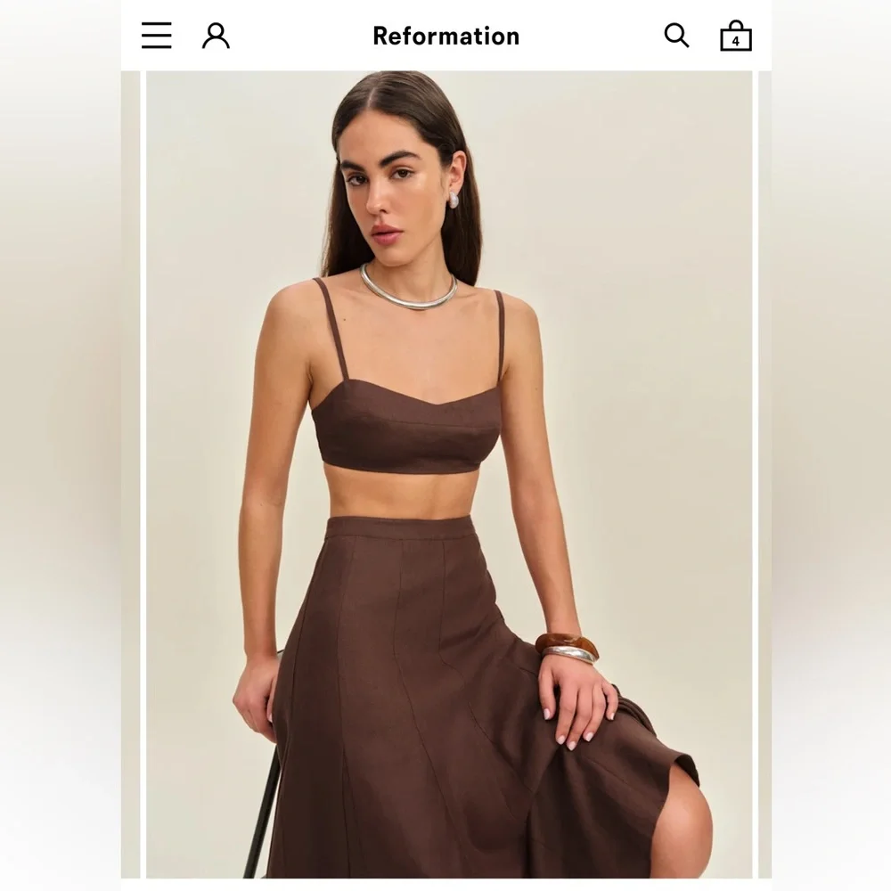 NWT Reformation Jori Linen Two Piece Set 12